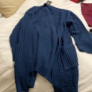 NWT long knit sweater by C.Cline in navy blue